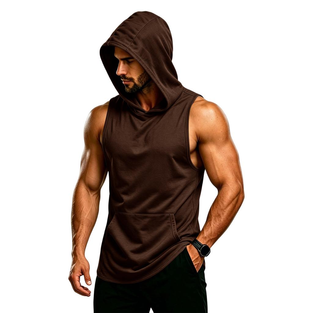 Men's Sleeveless Hoodie Muscle Fit Gym Tank Top Breathable Quick Dry Workout Vest for Fitness Training