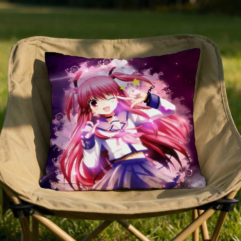 

Anime AAngel Beats Cushion Cover Soft Reversible Durable Pillow Cover MultiScene Use for Home Car Daily Comfort 30x30cm
