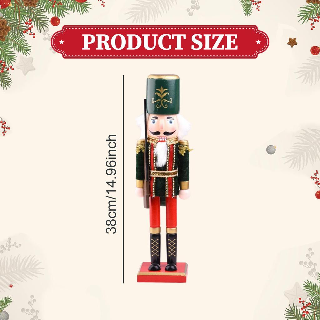 Christmas Nutcracker Figure Wood Sculpture Large Room Decoration Interior Figurine for Living Room Bedroom Office Gifts Tabletop