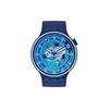 Seria Planet Mechanizm Kwarcowy Wodoodporny Szkieletowa Tarcza Color Block Zegarek Unisex 47mm Niebieska Tarcza Plastikowa Koperta Silikonowy Pasek SB01N101