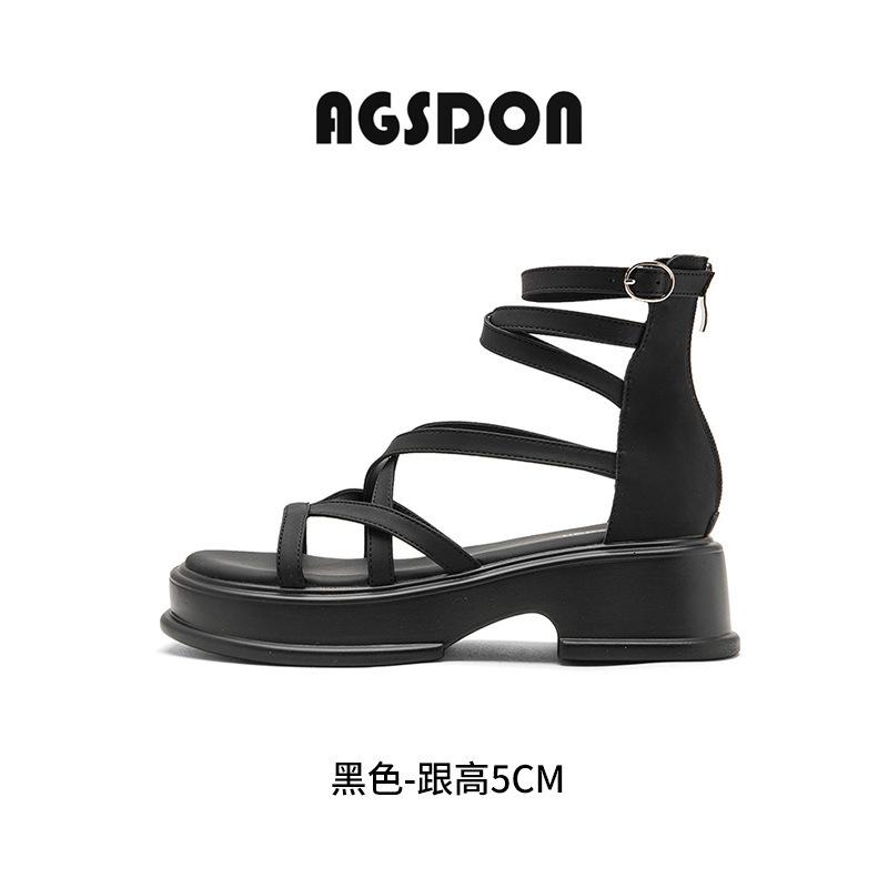 Augustine sandals women's 2025 new summer thick-soled outer wear cool boots with skirts hollow straps high-top shoes