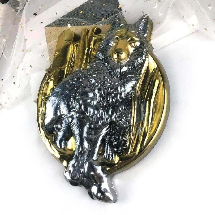 Wall Decor Jewelry Mold Pendant Decoration Cartoon Wolf Relief Mirror Mold