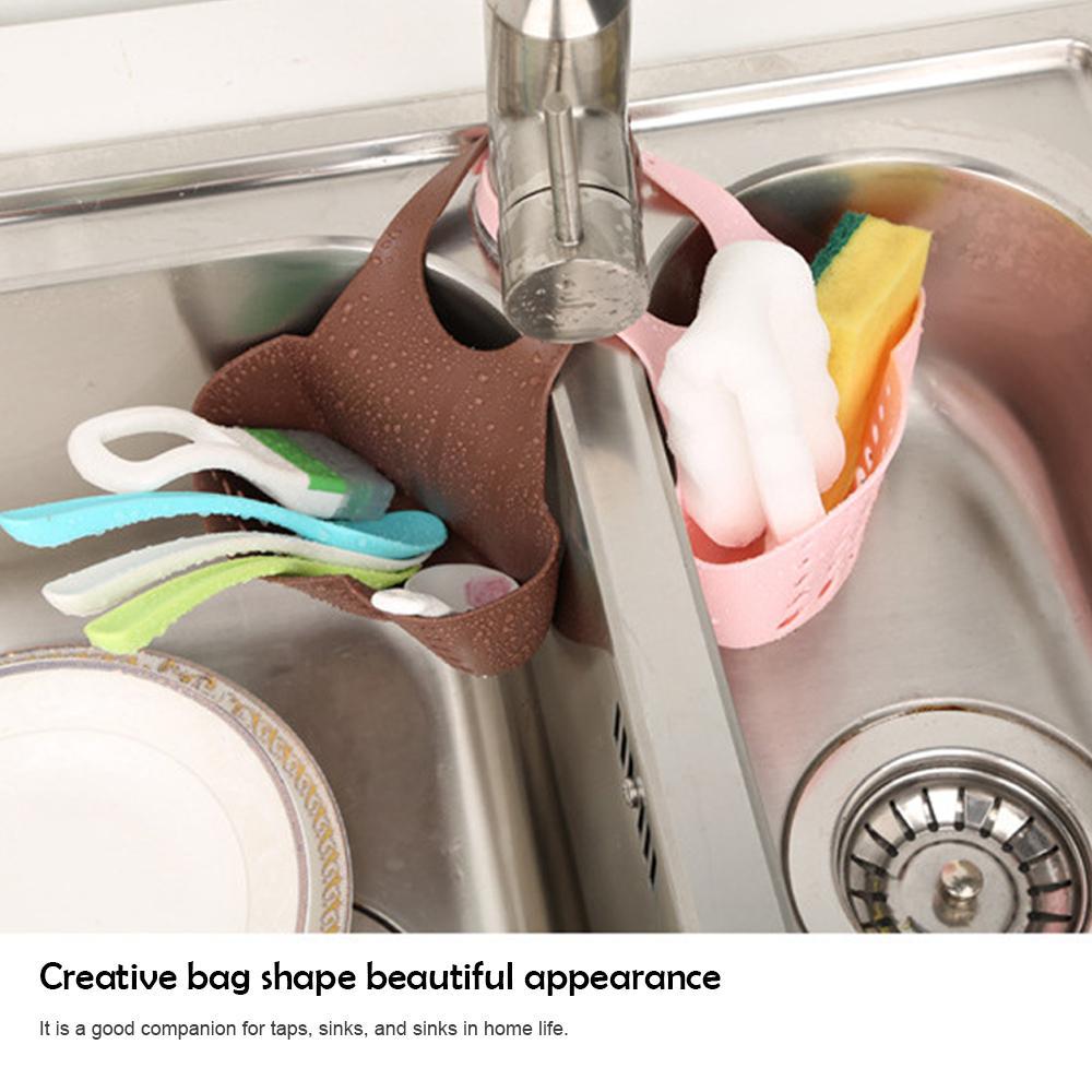 Convenient Suction Cup Sink Shelf Soap Sponge Drain Rack Kitchen Suction Cup Hanging Storage Basket