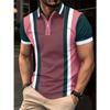 Striped Printed Polo Shirt Men's Daily Outdoor Casual Lapel Short Sleeve Polo Shirt