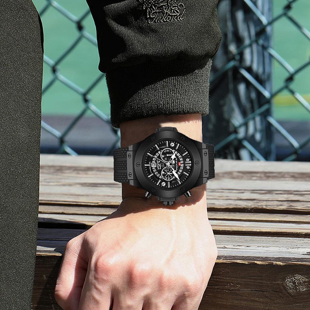 Hollow Perspective Calendar Richard Student Watch Silicone Men's Quartz Waterproof Sports Large Dial