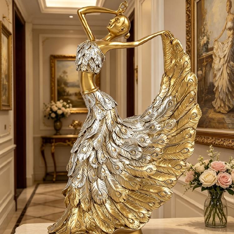 Kreatywna Figurka Tancerki Baletowej o Motywie Pawia Piękne Dekoracje do Salonu Design Dla Eleganckiego Wnętrza