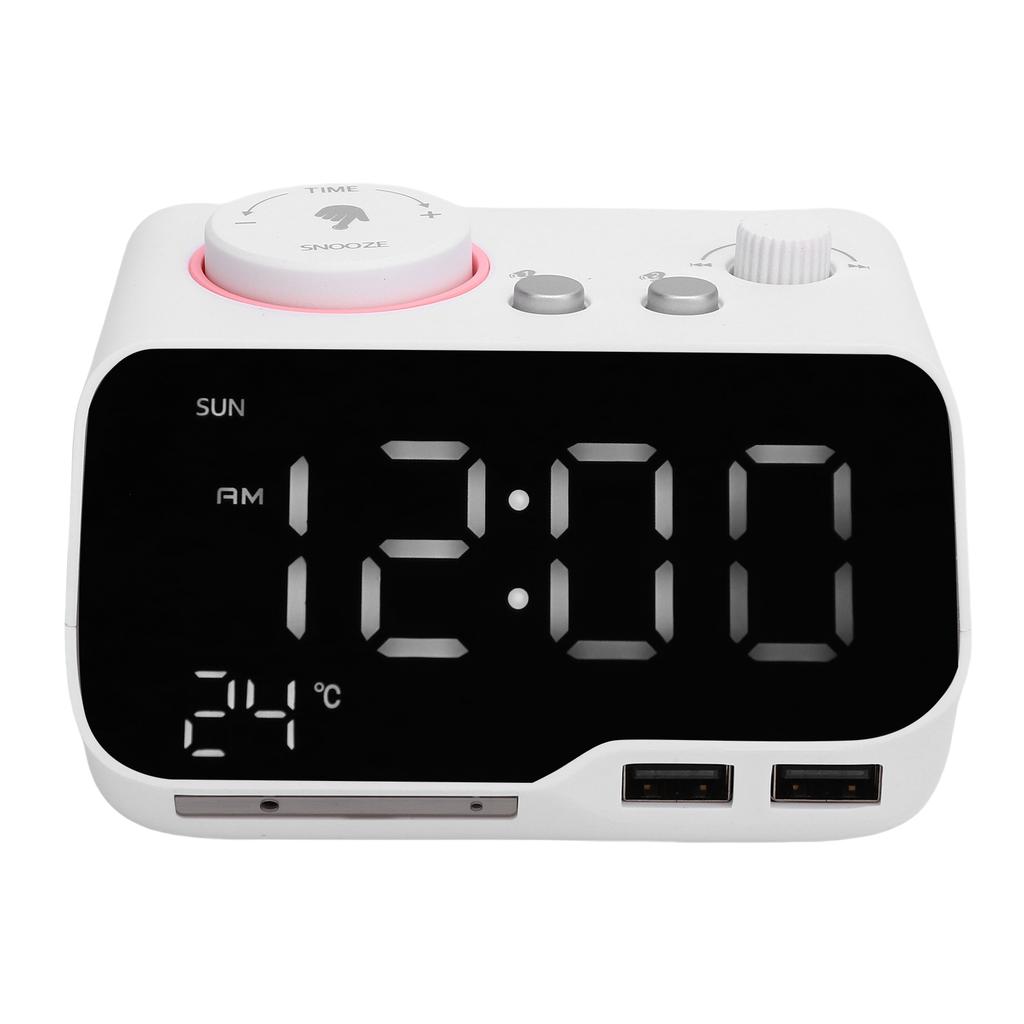 Digital Dual Alarm Clock Bluetooth Speaker FM Radio Alarm Clock with LED Display for Temperature Day of Week