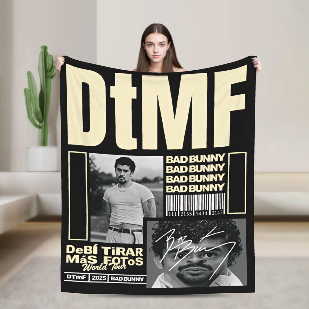 DTMF Mas Fotos Puerto Rico Frog Bad Bunny Album Blanket Soft Plush Throw Blanket For Kids Bedroom Flannel Bedspread Bed Cover