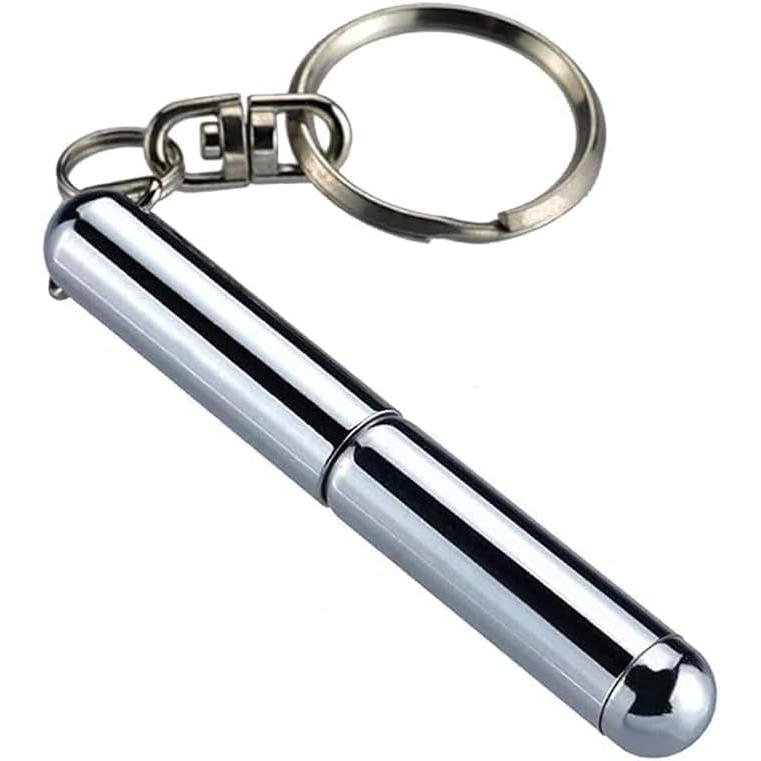 Silver Retractable Mini Pen - Stainless Steel Keychain Pen, Ballpoint Pen, Birthday, Christmas Gift