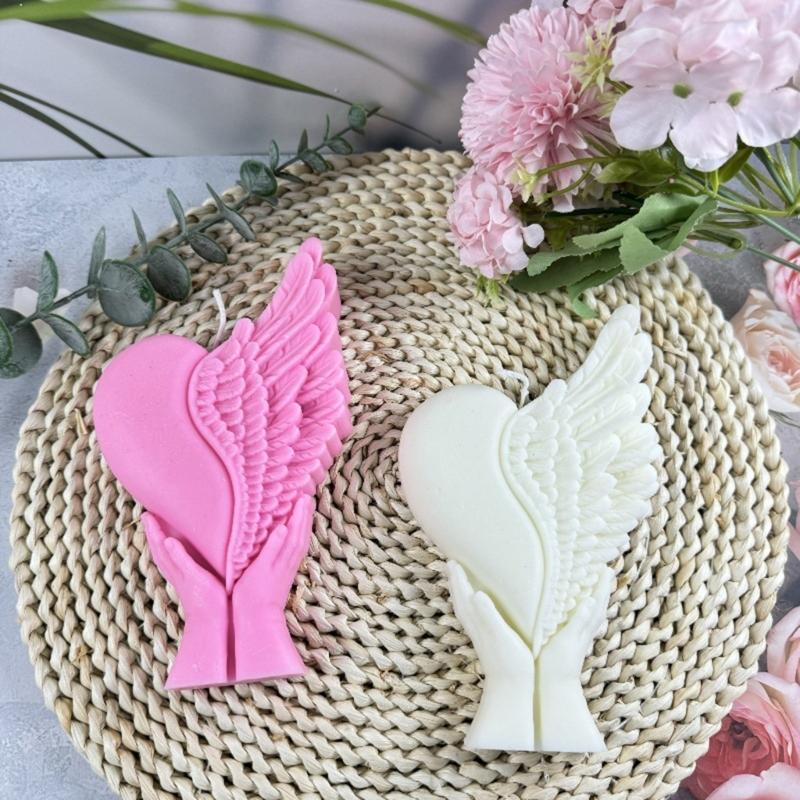 Hands Holding Heart Wing Silicone Mould Candle Molds Love Heart Castings Molds Handmade Resin Molds DIY Baking Molds
