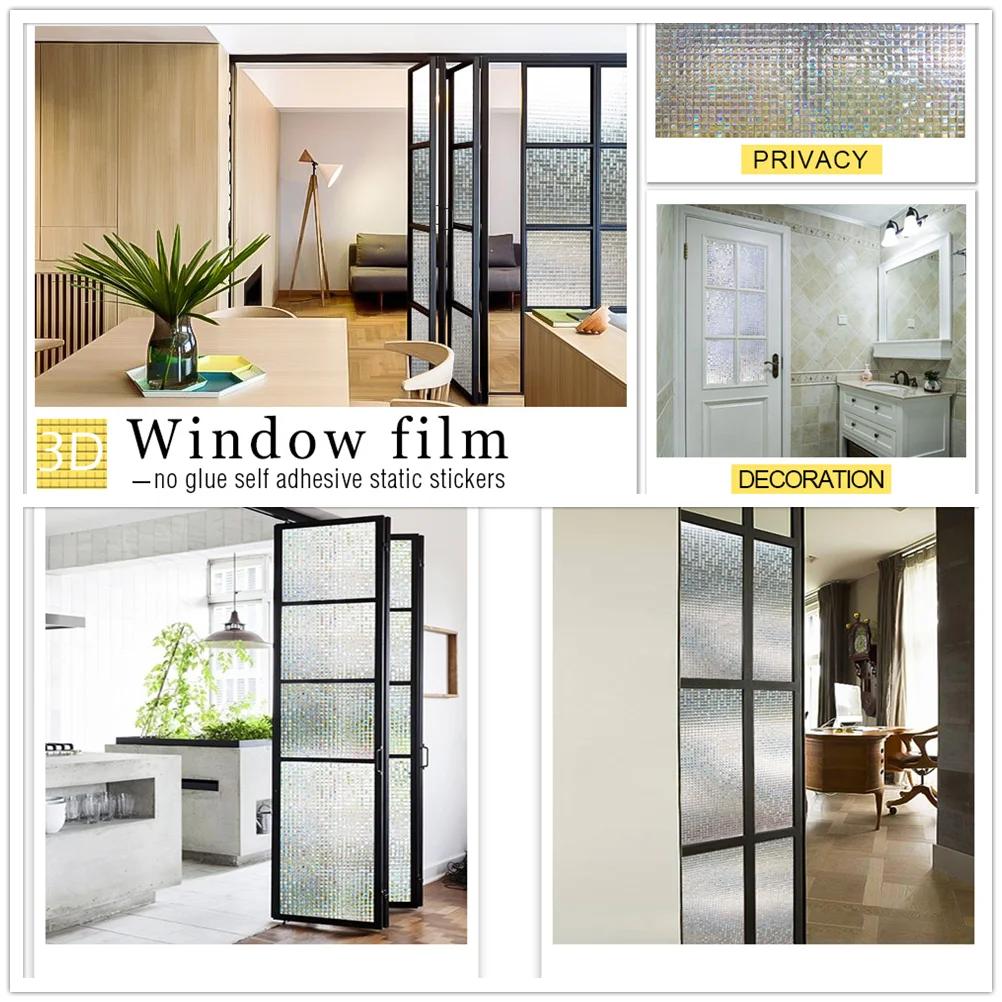 3D-Fensterfolie, Regenbogen, Sichtschutz, Mosaik-Dekoration, statisch haftende Klebefolie, UV-blockierend, Wärmeregulierung, Buntglasaufkleber