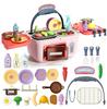 Kids Picnic Kitchen Playset Portable Pinic Basket with Musics & Lights Play Foods Sink Pretend Play Oven Toys for Boys and Girls