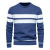 Urban Style Mens Striped Blend Pullover With High Elasticity For Casual Autumn Wear