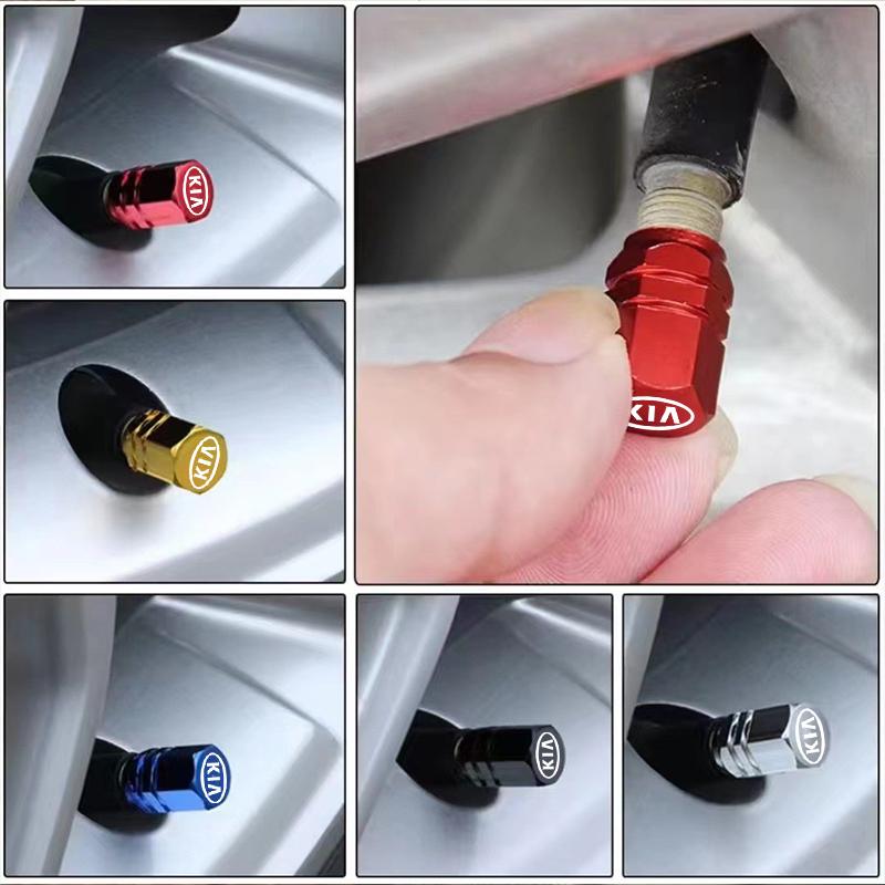 4Pcs Car Tire Valve Cap Aluminum Tire Valve Stems Cap For Kia Sportage Cerato Optima K2 K3 K4 K5 Rio Picanto Soul Car Accessorie