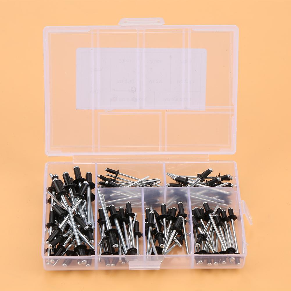 120pcsset M2.4  M3.0  M3.2  M4 Aluminium Blind Rivets Fasteners Assortment Kit with Box