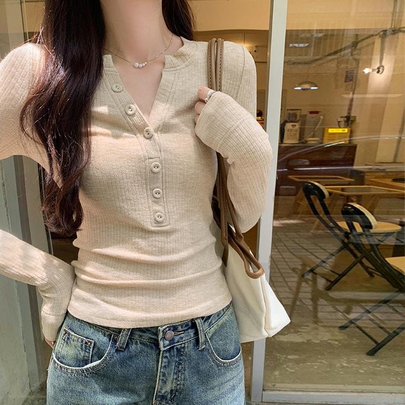 

Футболка с длинными рукавами женская, ранняя осень, дизайн, нишевая базовая рубашка, утягивающая, шикарная, сладкая, пряная, короткий топ S