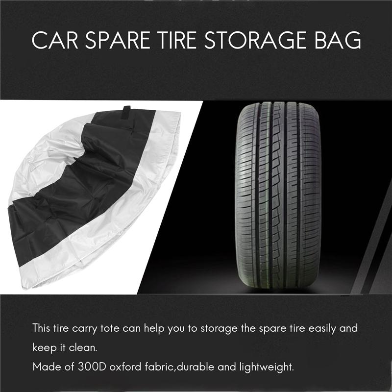 4Pcs Tire Cover Case Car Spare Tire Cover Storage Bags Carry Tote Polyester Tire For Cars Wheel Protection Covers 4 Season-A99D