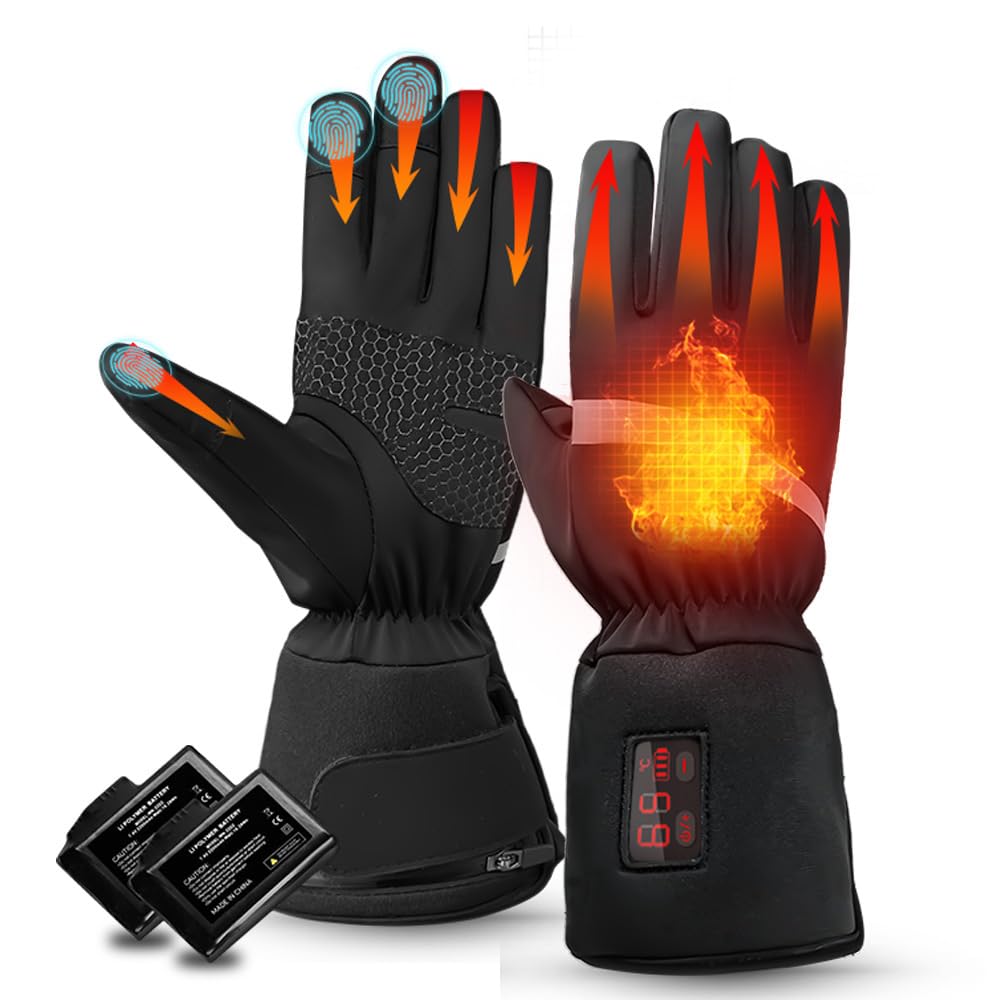 ZAPAL Heated Winter Heated Gloves for Ski Waterproof Touchscreen Heated Work Gloves for and Camping Gloves, Unisex, Rechargeable, Women, Gloves,