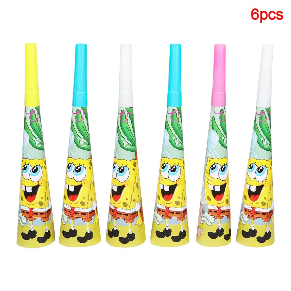 Cartoon SpongeBob Birthday Party Themed Disposable Tableware Balloon Set Party Hat Mask Napkin Horn Banner Backdrop Baby Shower