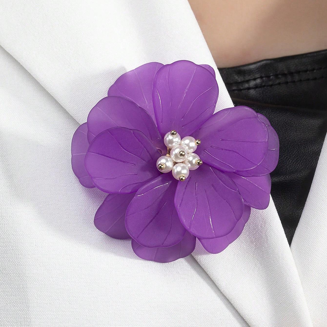 

Handwoven imitation pearl camellia brooch new elegant temperament women s brooch accessories фіолетовий