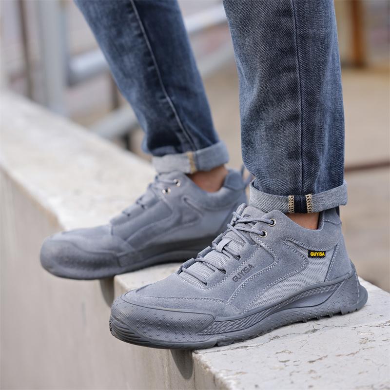 Fashion  Steel Toe Anti-smash Anti-stabbing Men Safety Shoes Breathable Work Boots Wear-resistant Male Footwear Sneakers