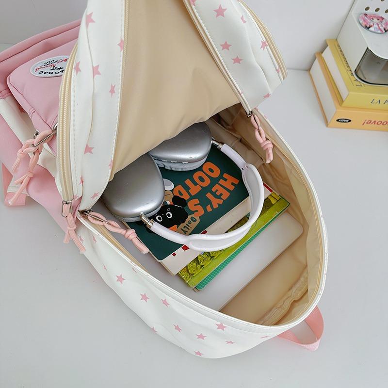 The New Schoolbag Is High-value, Fresh, Sweet and Cute, and the Star Backpack Is Lightweight for Junior High School Students. Spring Outing Backpack.