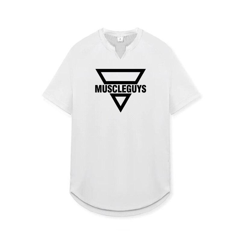 

Muscleguys дышащий боевой тренировочный боксерский костюм с короткими рукавами Фитнес Спортивная удобная футболка XXL белый