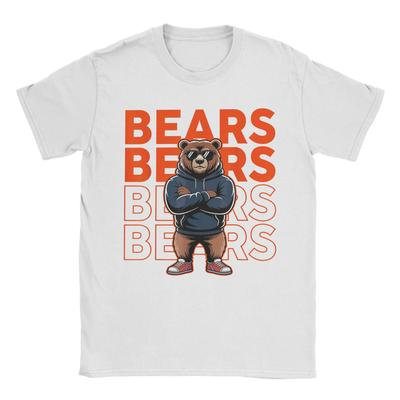 Retro Bears Animal Print Men T Shirts  Casual Tee Shirt Short Sleeve Crewneck TShirts Cotton Plus Size Clothing