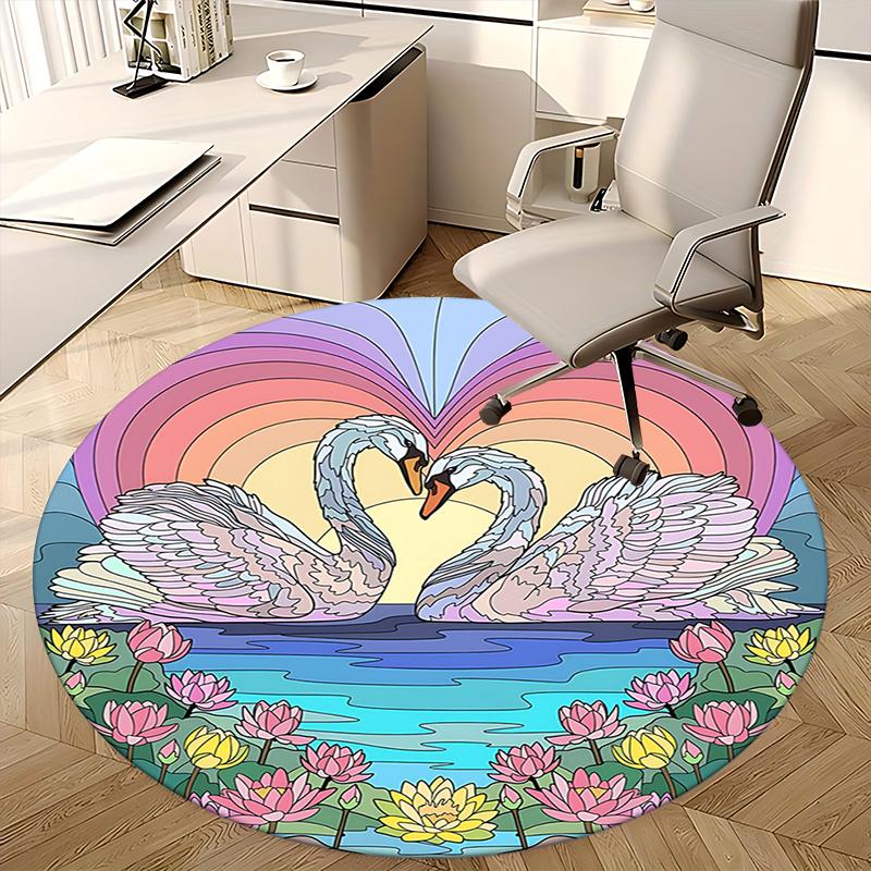 Pastellfarbene Schwanenherz-Stuhlmatte: Pastell Lotus Heimdekoration, Büro Teppich Geschenk für Wohnzimmer, Schlafzimmer, Verschiedene Räume, Pastell Lotus Teppich1118144a