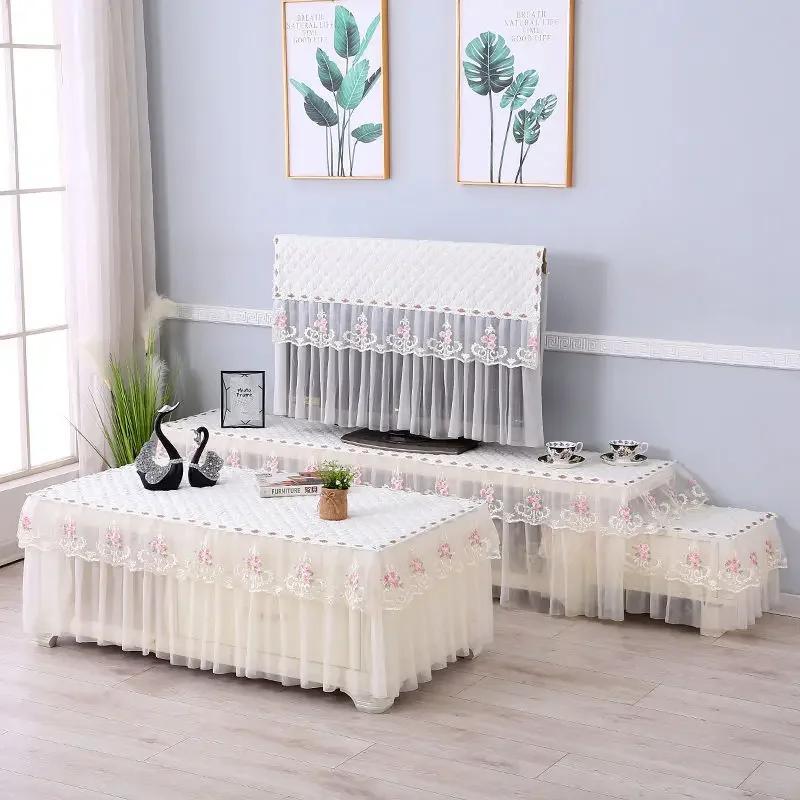 

Свадебные украшения Скатерть Чехол для ЖК-телевизора Кружевная подвесная пылезащитная крышка Прямоугольная моющаяся пылезащитная скатерть для домашнего декора Вечеринка 60x120x40cm Tea desk
