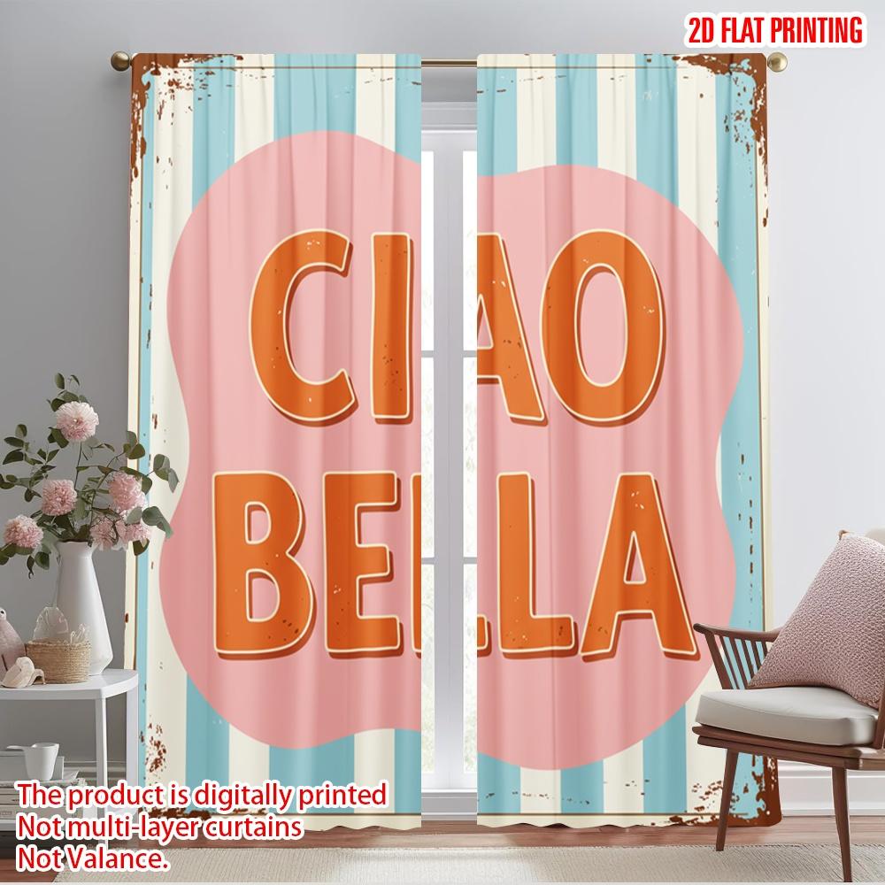 

2pcs 2D flat printing Drapes CIAO BELLA Polyester Without Electricity Party Decorations Use for Decorations 52.50×116.00 CM 2pcs