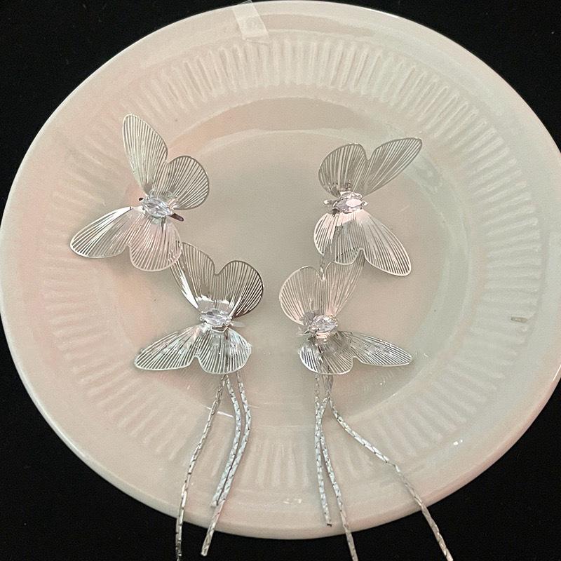 Purple Sparkling Zircon Butterfly Earrings - Luxury Women's Studs