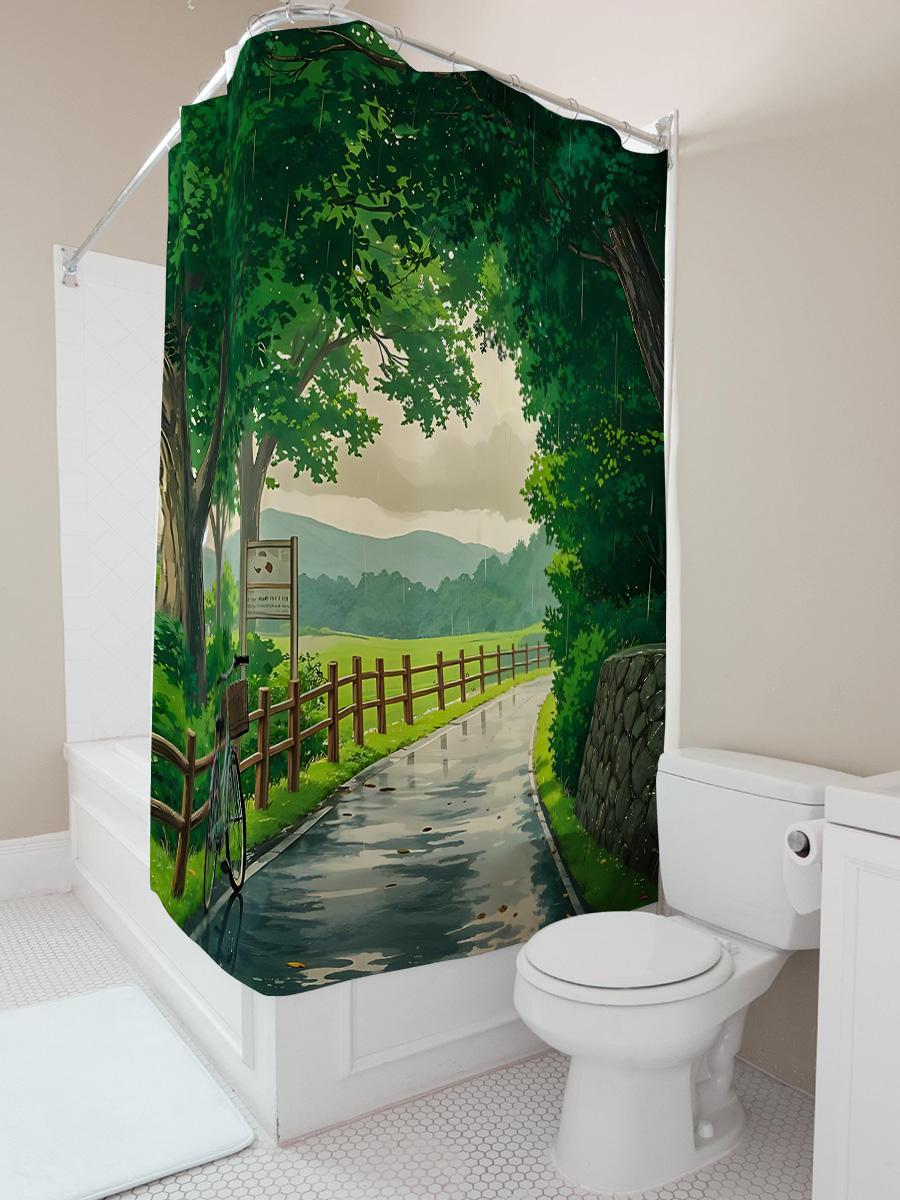 

Stylish Shower Curtain With Scenic Forest Path Design Perfect For Home Decor - Durable And Waterproof Easy To Clean And Maintain W60H190(CM)-1 Pcs