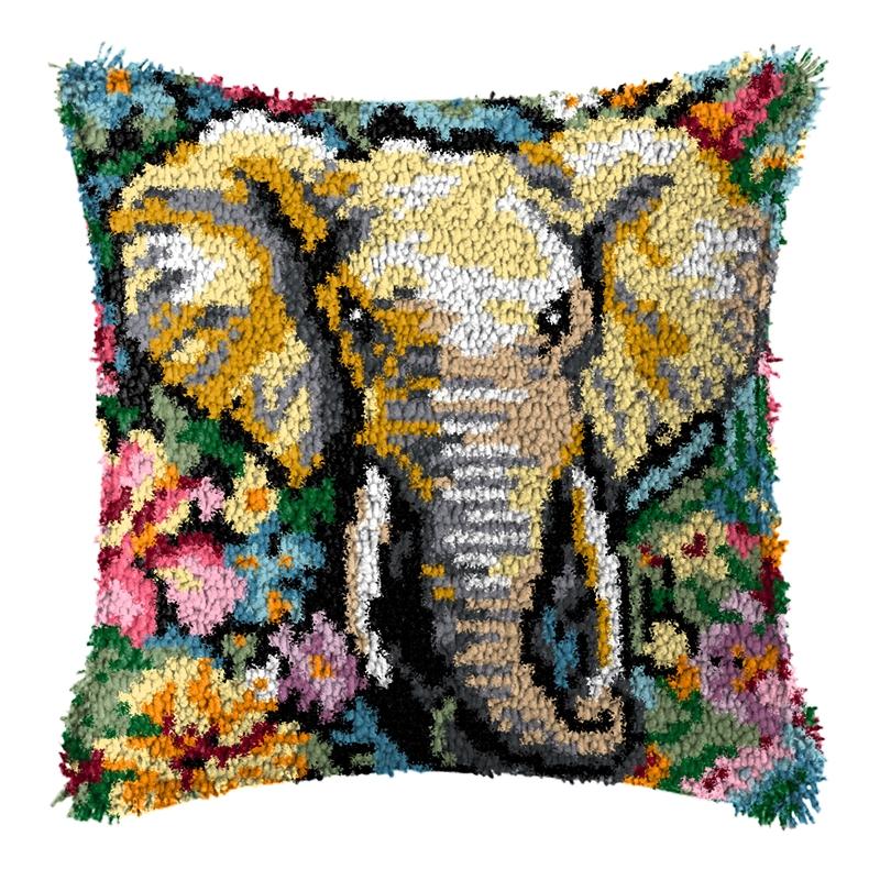 Cute Animals Latch Hook Kit Embroidery Pillow Knotted Stitch Embroidery Kit Hand Hooks Knitted Carpet Latch Hook Rug Kits Decor 