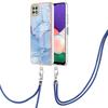 For Samsung Galaxy A22 5G (EU Version) YB IMD Series-18 Style E 2.0mm Marble Pattern IMD TPU Phone Case Electroplating Cover with Lanyard