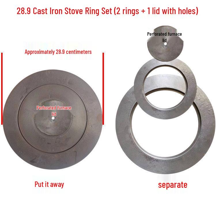 Cast Iron Firewood Stove Ring & Lid: Thickened Rustic Pot and Fire Pit Accessories