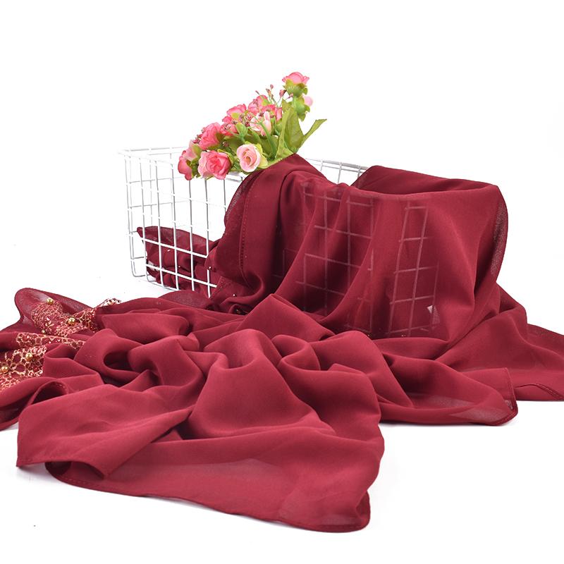 2023 Summer New Solid Color Hot Diamond Sequins Steel Ball Chiffon Baotou Scarves and Scarves In Stock