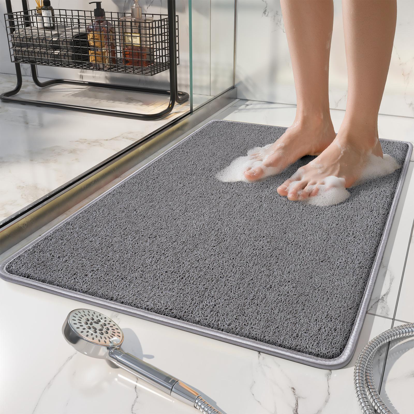 

Fast Drain Hollow Shower Mat, Eco-Friendly Non-Slip PVC Bathroom Rug, Soft Comfortable Bathtub Floor Mat 40x60/50x80CM 40x60cm сірий