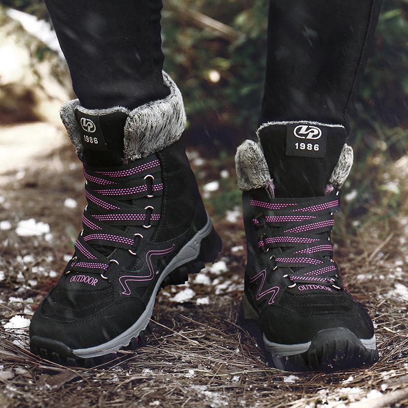 Couples' Matching Snow Boots Winter Fleece-Lined Thermal Boots Men's & Women's Cold-Resistant High-Top Outdoor Short Boots Cotton-Lined Footwear