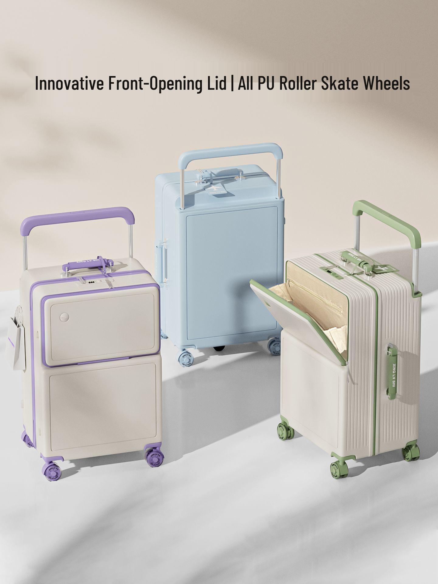 Large Capacity Multi-functional Travel Suitcase with Universal Wheels and Front-Opening Password Lock 20-inch 4-wheel Carry-on