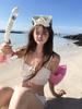 Girls' Fashionable White Ruffle Bikini - High-End Vacation Swimwear