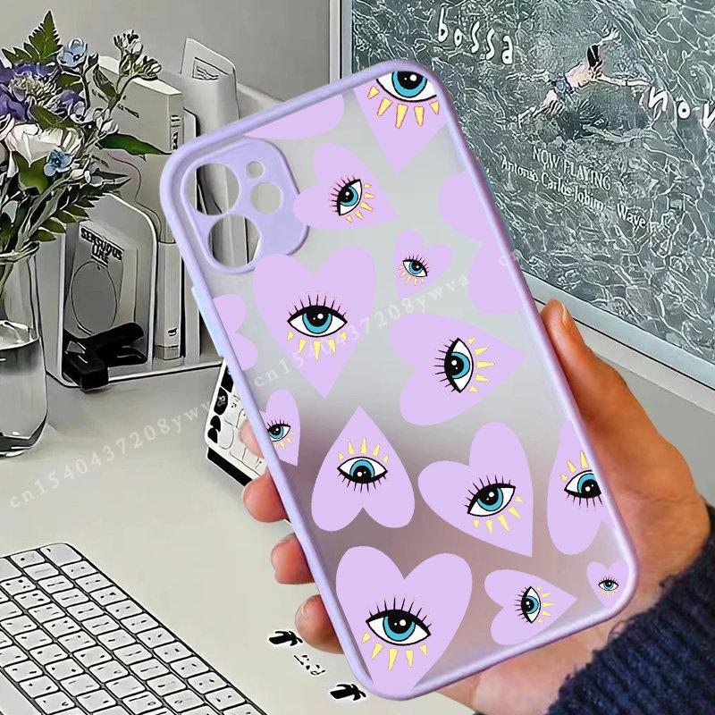 

Hot Lucky Eye Blue Evil Eye Print Phone Case For iPhone 13 11 14 12 Pro MAX XR XS 7 X 8 6Plus Shockproof Hard Matte Cover Coque iPhone 7 8 SE20