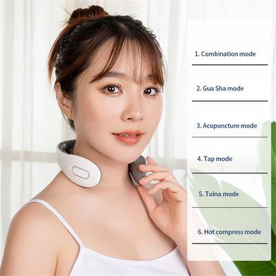 Electric Cervical Spine Massager 6 Modes 15 Gears Neck Shoulder Back Pulse Massage Automatic Heating Pain Relief Relaxation Rechargeable