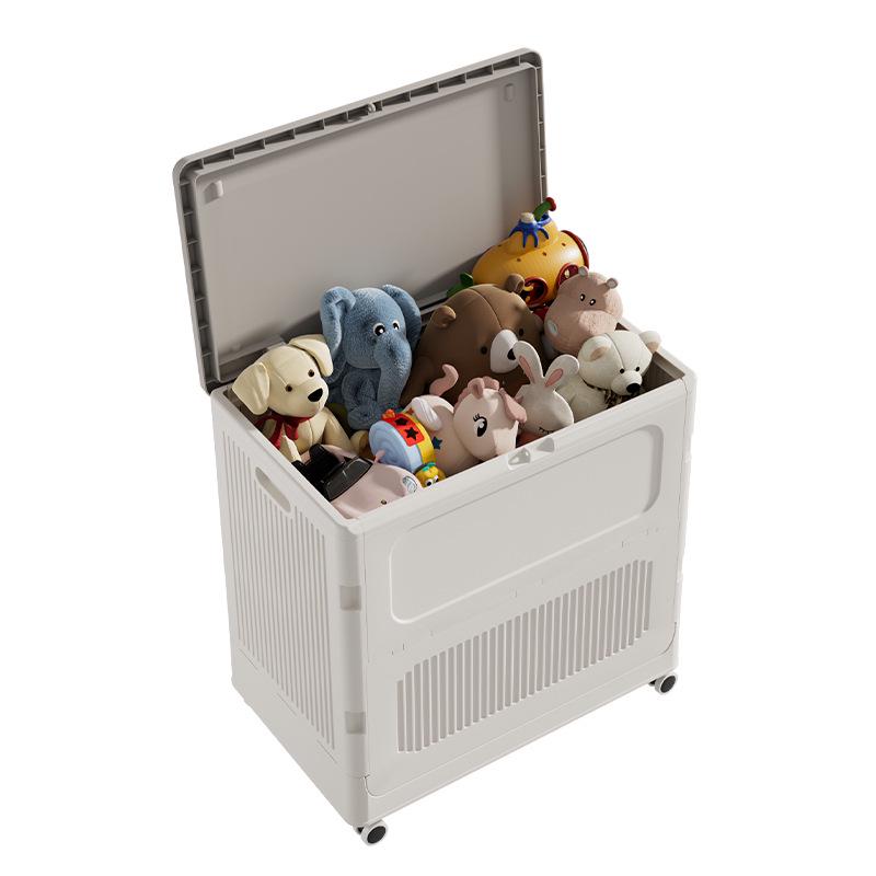 Foldable Plush Toy Storage Basket - Extra Large Flip-Top Box for Living Room