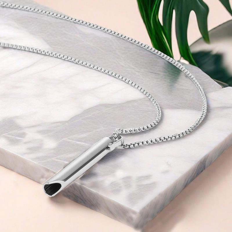 Stainless Steel Meditation Whistle Pendant for Mindfulness and Breathing Regulation