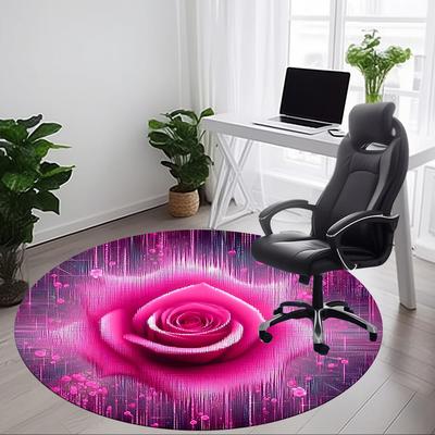 1pc Rose, Abstract Chair Carpet for Office Non Slip, Machine Washable Rug for Office, Room Holiday Decor for Christmas, Birthday Polyester