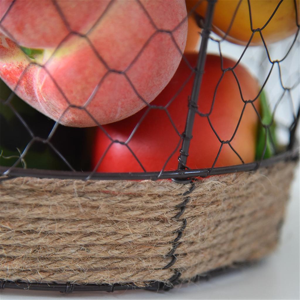 French Country Styles Iron Fruit and Vegetable Basket with Detachable Banana Hanger for Home Decoration Daily Use