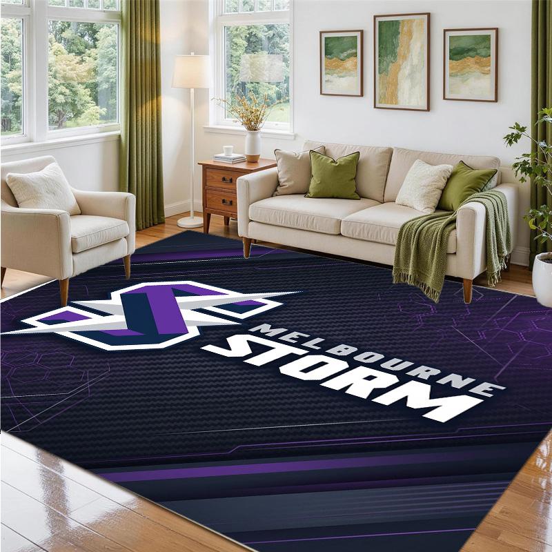 Melbourne Storm Design Crystal Velvet Rug Soft Decorative Mat for Bedroom Entrance