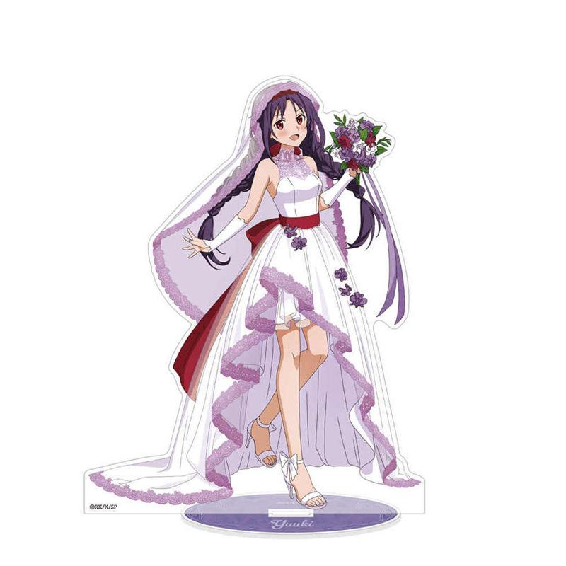 Sword Art Online Japanese Anime Peripherals Wedding Dress Version Acrylic Stand Collectible Desk Ornament Creative Gift Girl Toy