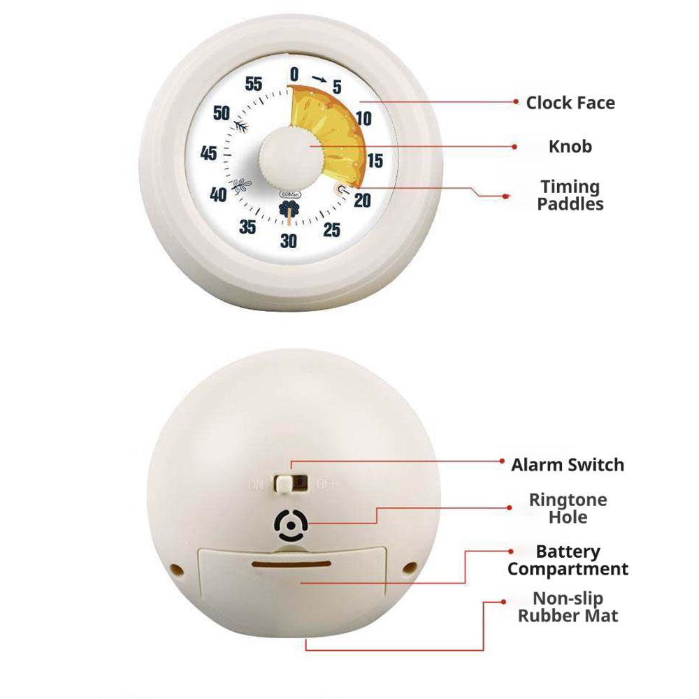1PC Round Visual Timer Children Self-discipline Tool Countdown 60-minute  Cooking Homework Stopwatch Time Management